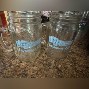 Lizzys tequila bar mason jar mugs w/ handles Savannah, GA.